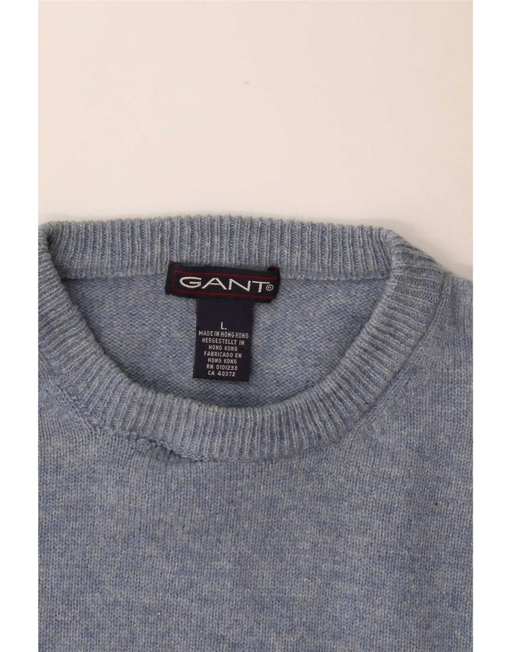 Gant Herren-Pullover mit Rundhalsausschnitt, groß, blaue Lammwolle