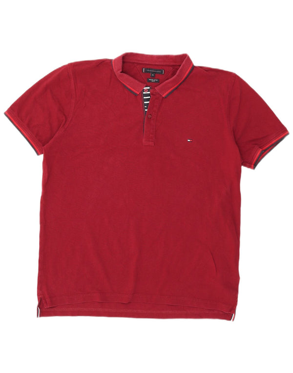 Tommy Hilfiger Herren Slim Fit Poloshirt 2XL Burgund Baumwolle
