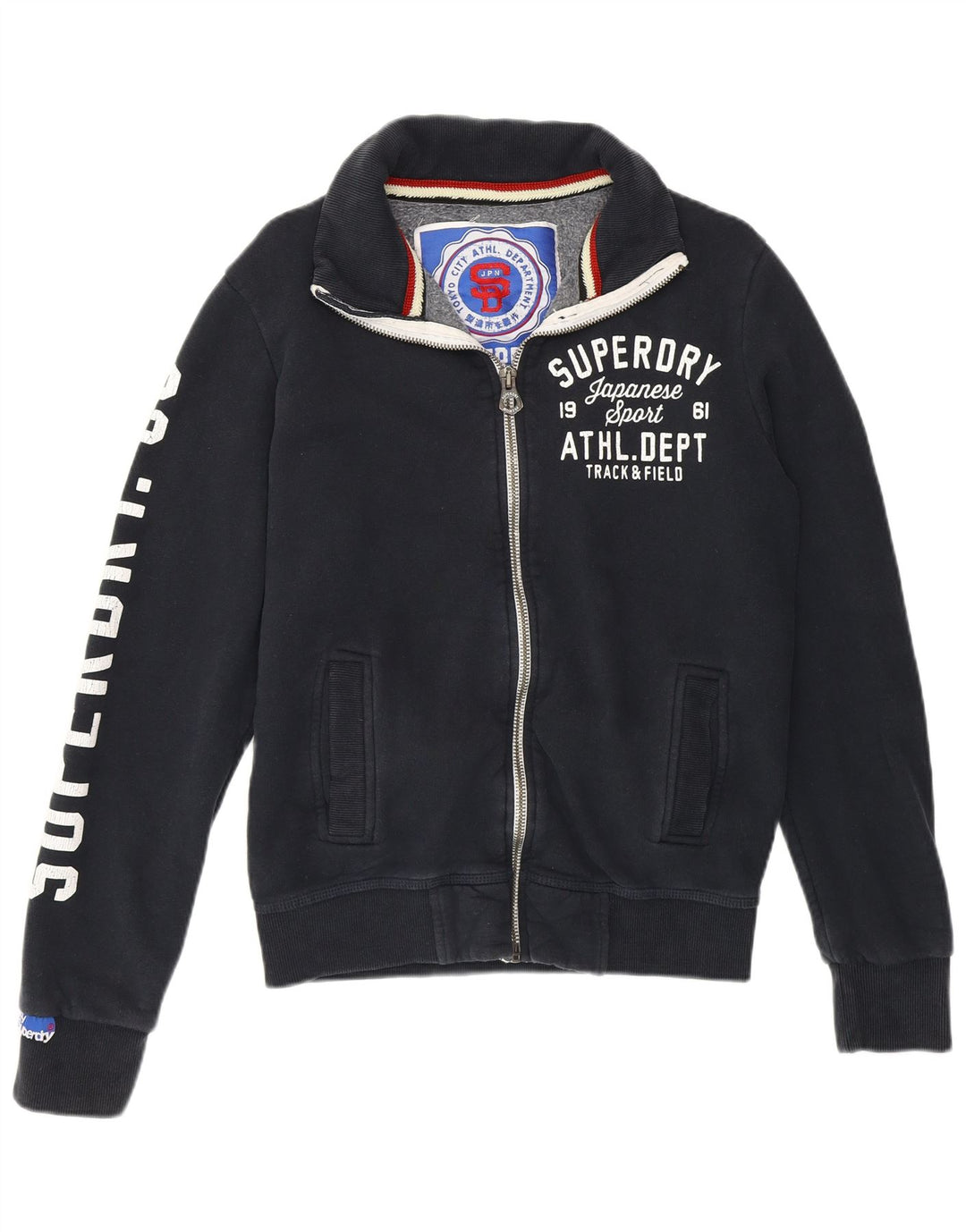 SUPERDRY Herren-Sweatshirt mit Grafik, Größe S, marineblaue Baumwolle