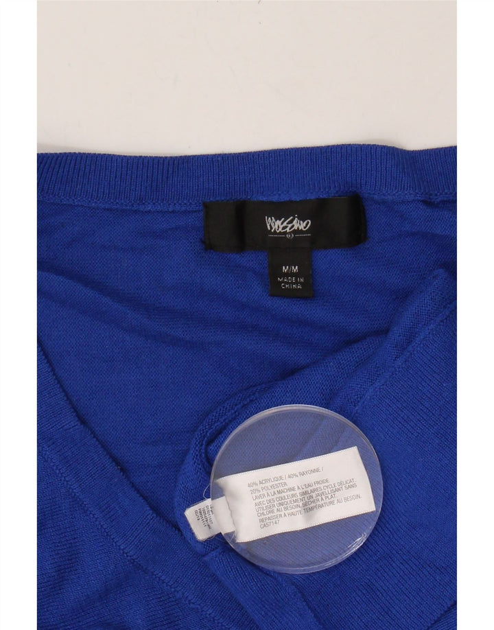MOSSIMO Womens Longline 3/4 Sleeve V-Neck Jumper Sweater UK 14 Medium Blue Vintage Mossimo and Second-Hand Mossimo from Messina Hembry 