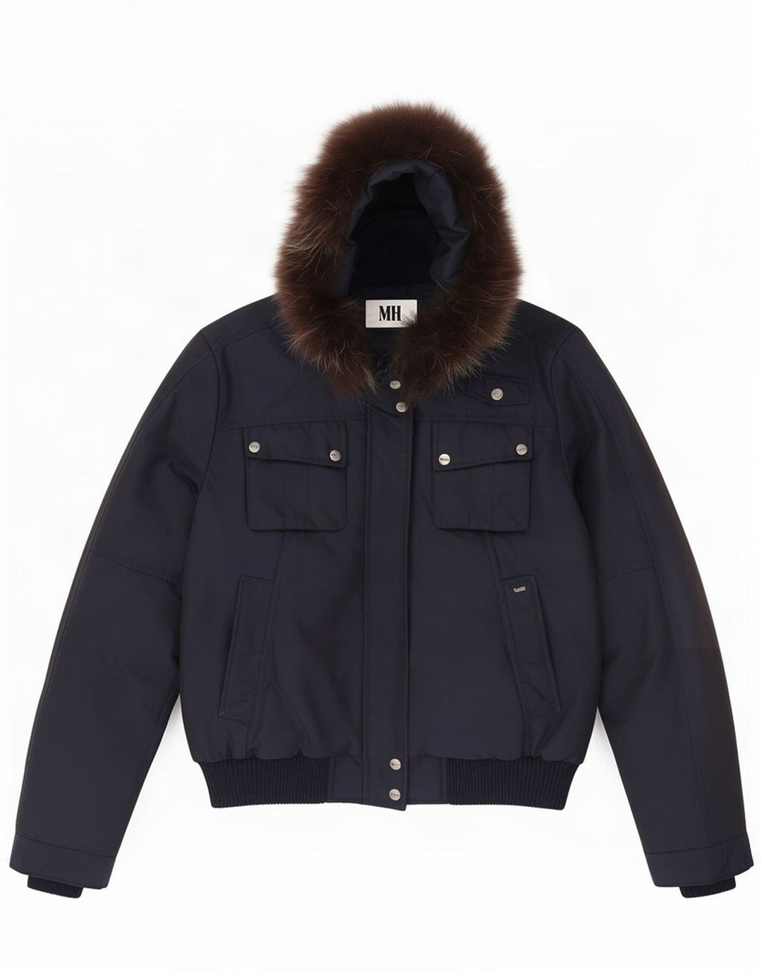 Gas Damen Bomberjacke mit Kapuze IT 46 Large Marineblau Polyamid