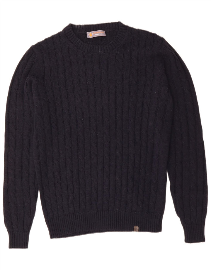 Vintage Herren Pullover mit Rundhalsausschnitt, Mittelgroß, Marineblau, Acryl