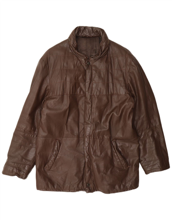 Vintage Herren Lederjacke mit Kapuze UK 38 Mittelbraun
