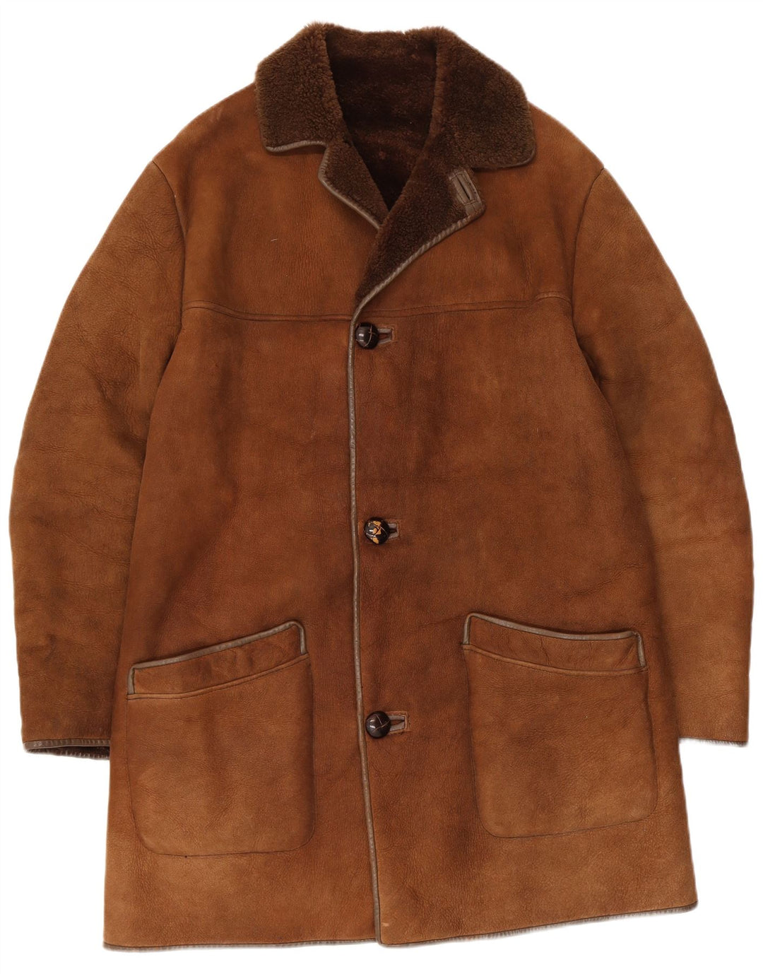 Nurseys Herren Shearling Overcoat UK 40 Large Braunes Leder