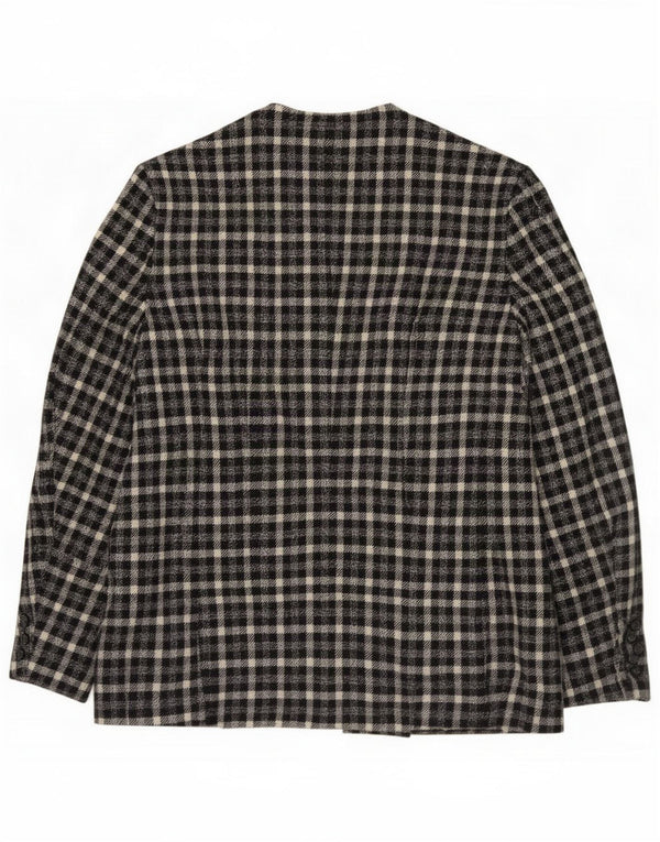 Pierre Cardin Womens 5 Button Blazer Jacket IT 50 XL Black Check Wool