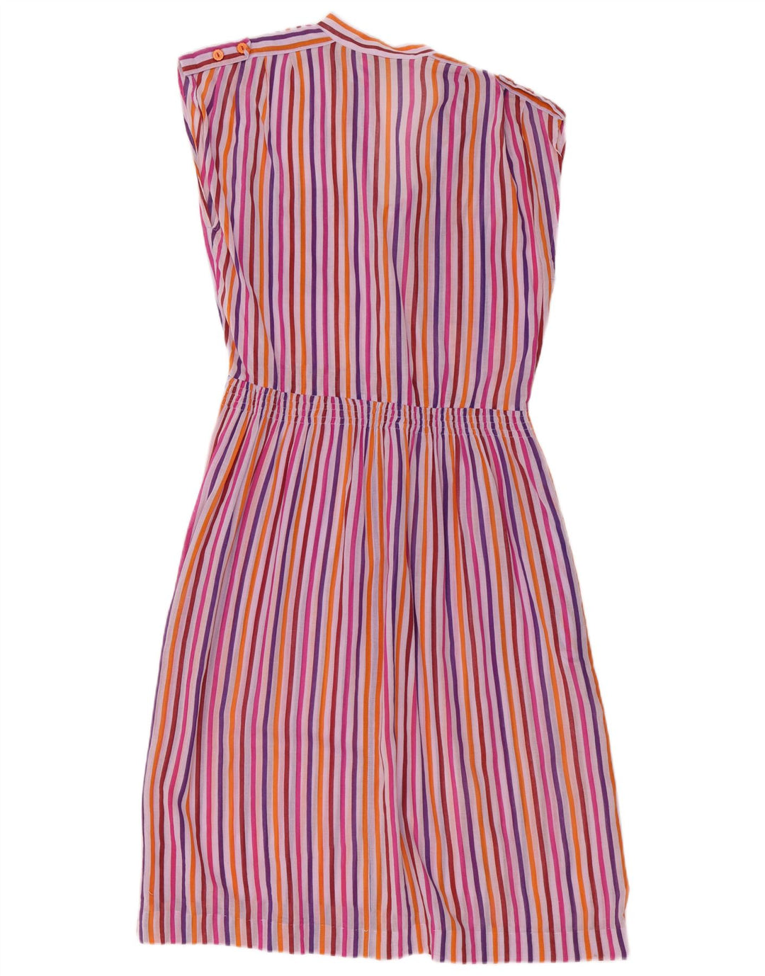 Vintage Damen Ärmelloses A-Linien-Kleid EU 40 Medium Mehrfarbig gestreift