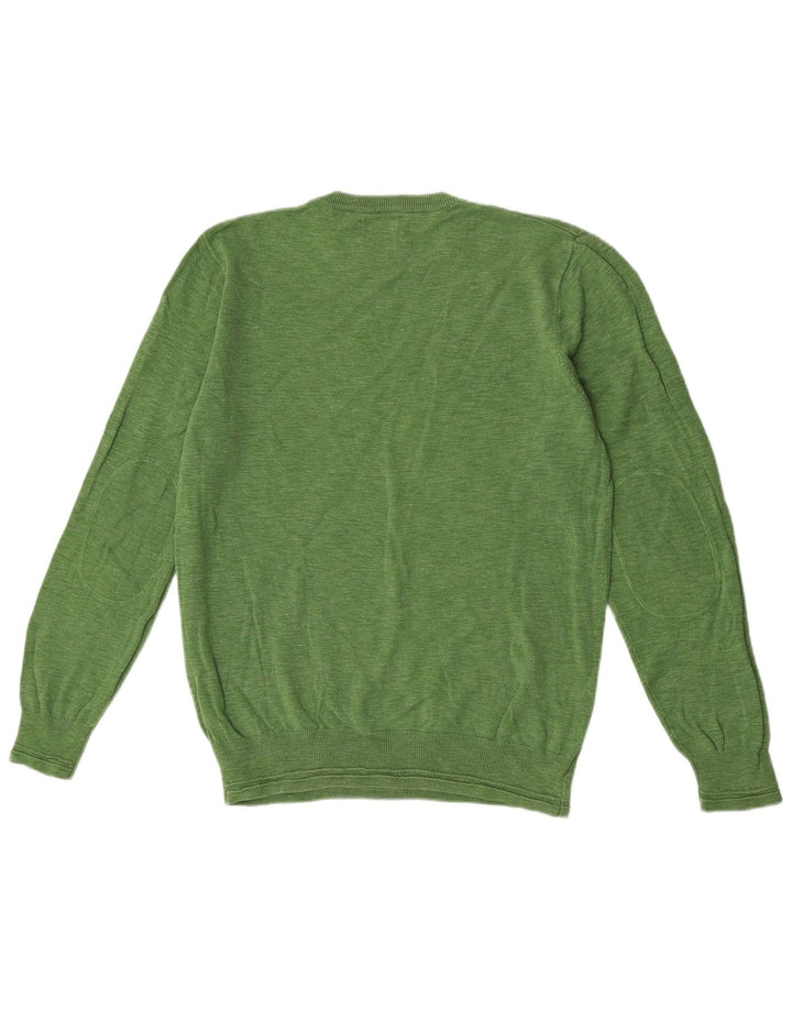 Marks & Spencer Herren-Pullover mit V-Ausschnitt aus mittelgrüner Baumwolle