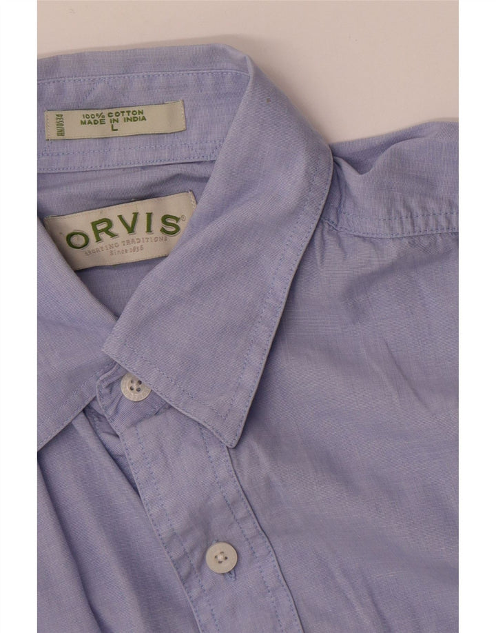 Orvis Herrenhemd, groß, aus blauer Baumwolle
