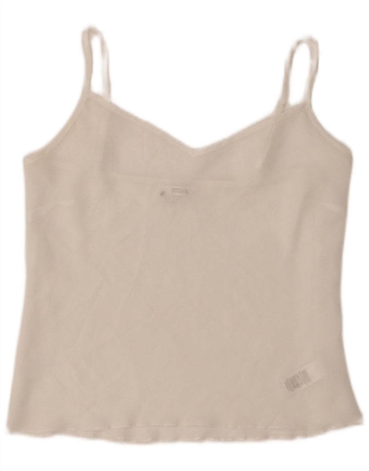 Marks & Spencer Damen Durchsichtiges Cami-Top UK 12 Mittelweißes Polyester