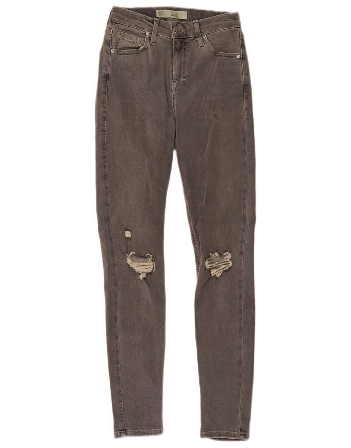 TOPSHOP Damen Distressed Skinny Jeans W26 L27 Graue Baumwolle