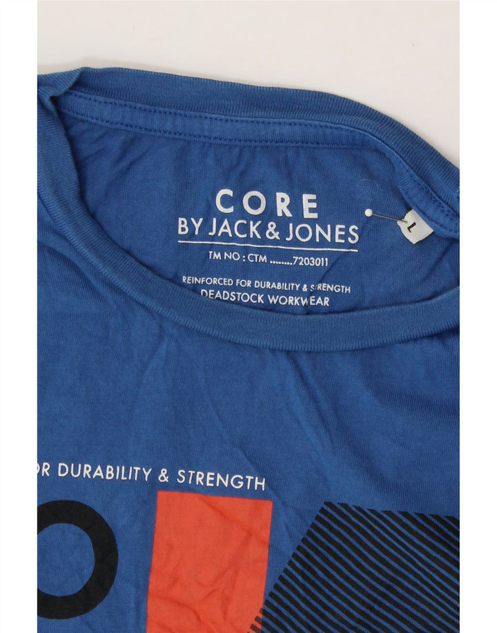 JACK & JONES Mens Graphic T-Shirt Top Large Blue Cotton Vintage Jack & Jones and Second-Hand Jack & Jones from Messina Hembry 