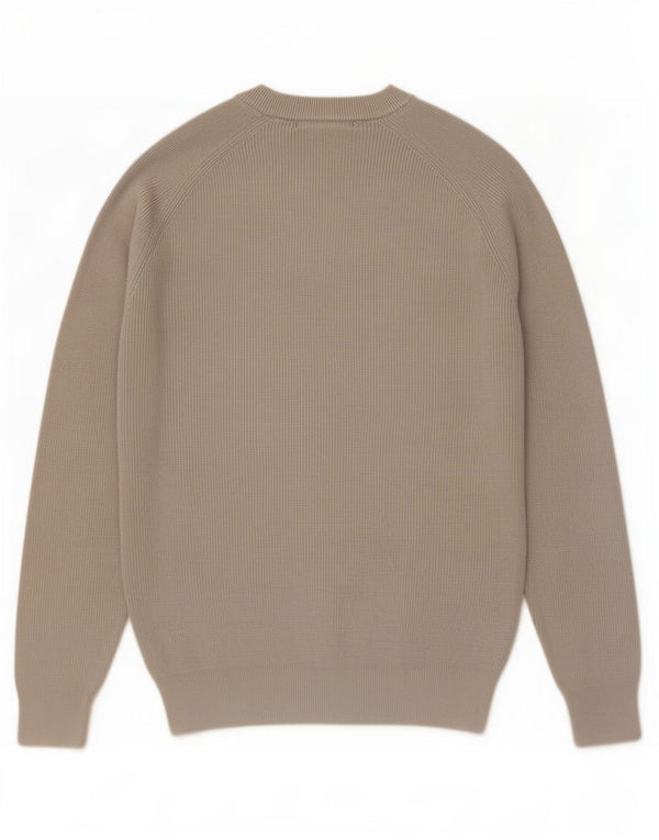 Zara Herren-Pullover mit Rundhalsausschnitt, XL, graue Baumwolle