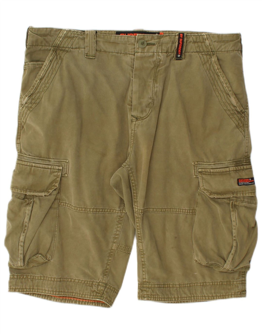 SUPERDRY Herren-Cargoshorts W34, große Khaki-Baumwolle