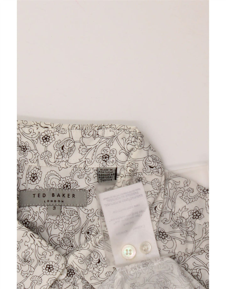 TED BAKER Herrenhemd, Größe 3, mittelweiß, geblümt, Baumwolle