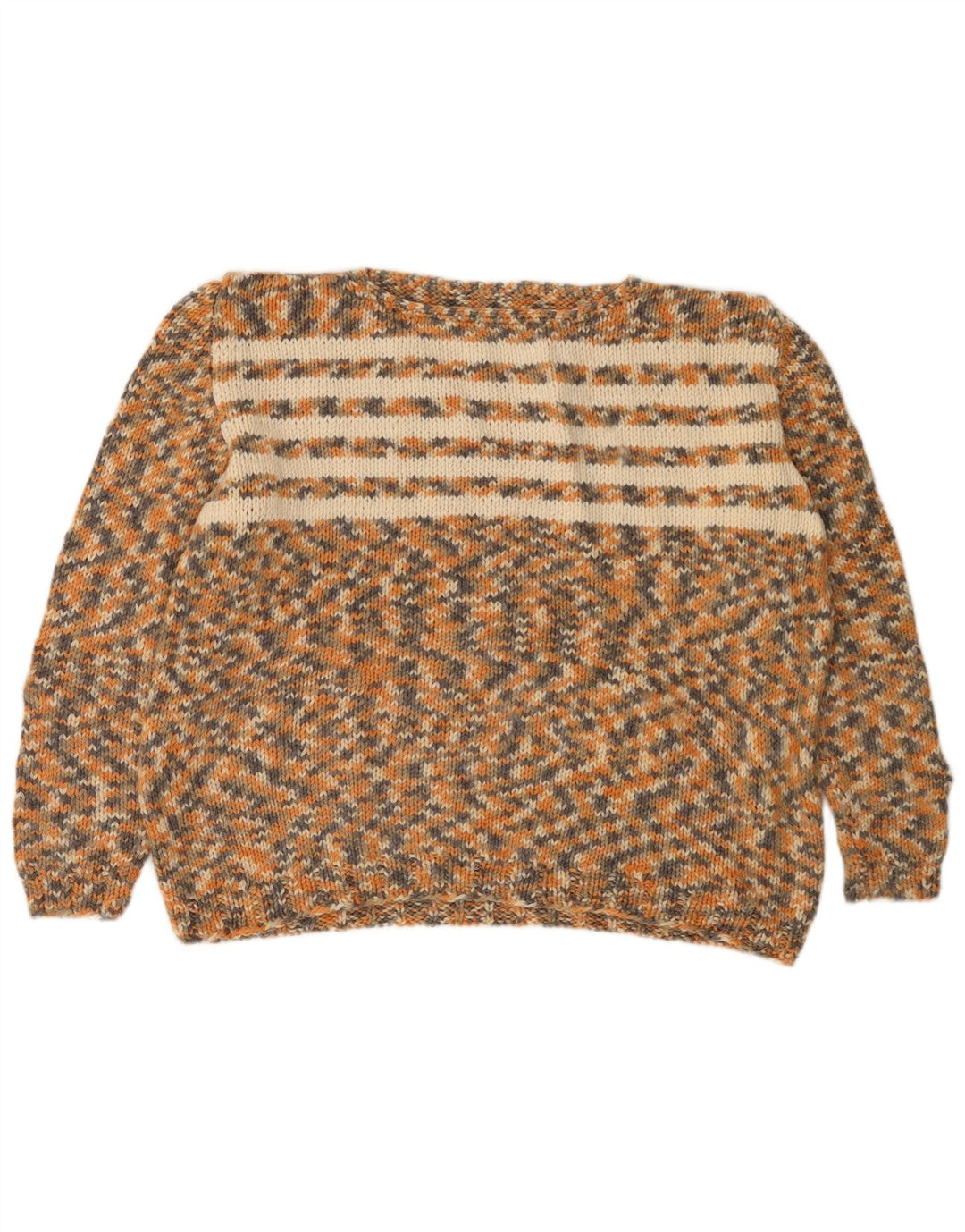 VINTAGE Übergroßer Damen-Pullover mit U-Boot-Ausschnitt, UK 12, Mittelbeige