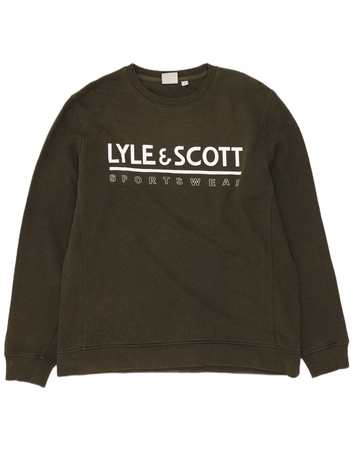 Lyle & Scott Herren-Sweatshirt mit Grafik, mittlere Khaki-Baumwolle