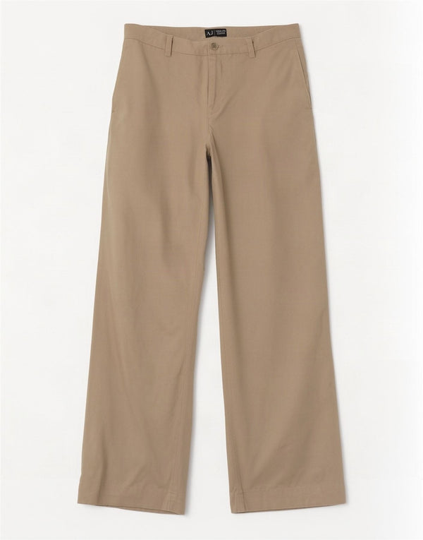 Armani Damen-Freizeithose mit weitem Bein, UK-Größe 8, Größe S, W26, L31, Beige, Baumwolle