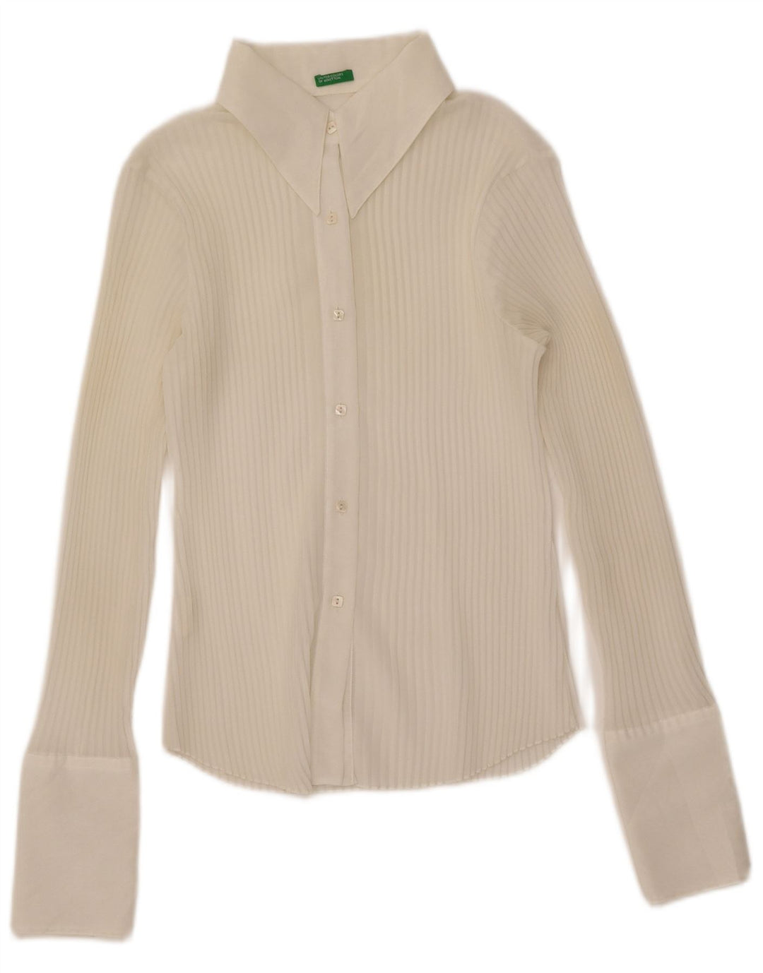 Benetton Womens Durchsichtiges Übergroßes Hemd UK 6 XS Off White Polyester