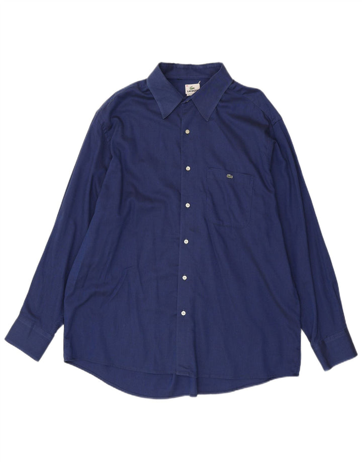 Lacoste Herrenhemd Größe 46 2XL Blaue Baumwolle