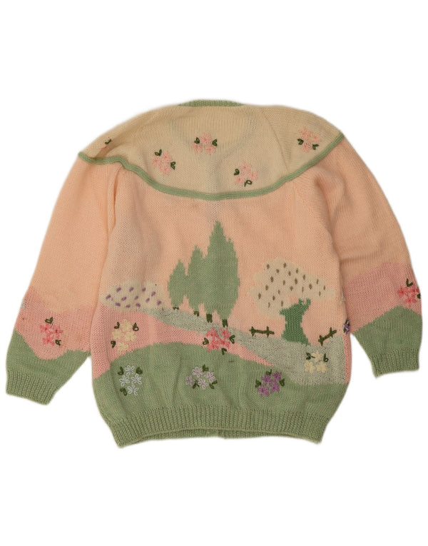Vintage Damen Cardigan Pullover UK 18 XL Mehrfarbige Farbblock-Neuheit