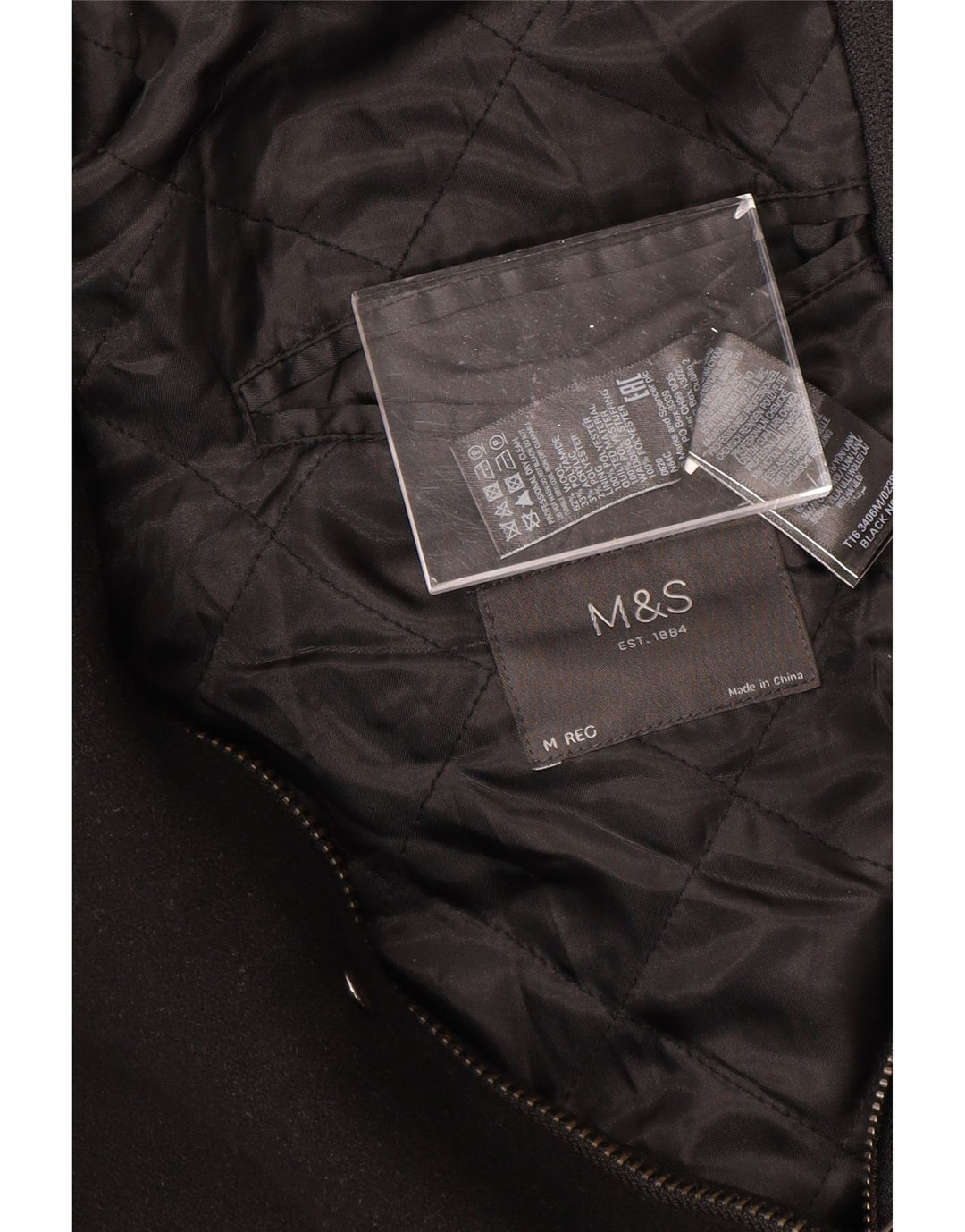 MARKS & SPENCER Mens Overcoat UK 38 Medium Black Wool