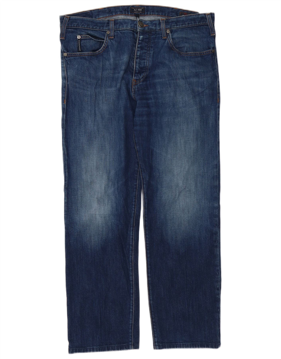 Armani Herren Regular Straight Jeans W36 L30 Blaue Baumwolle