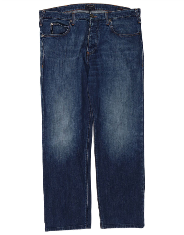 Armani Herren Regular Straight Jeans W36 L30 Blaue Baumwolle