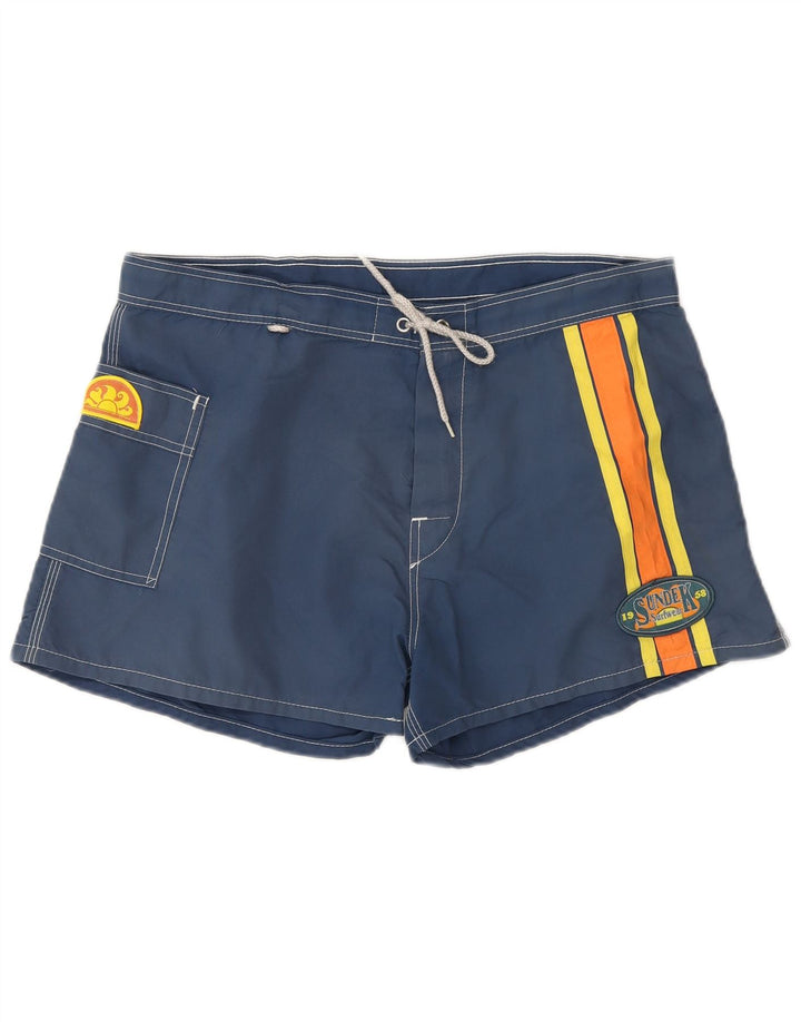 Sundek Herren-Badeshorts, groß, marineblaues Colourblock-Nylon