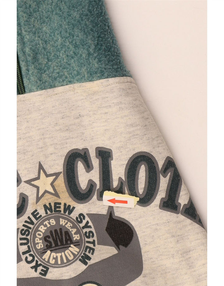 EXTE Grafischer Herren-Sweatshirtpullover mit Reißverschluss am Hals, Größe L, Grau, Farbblock