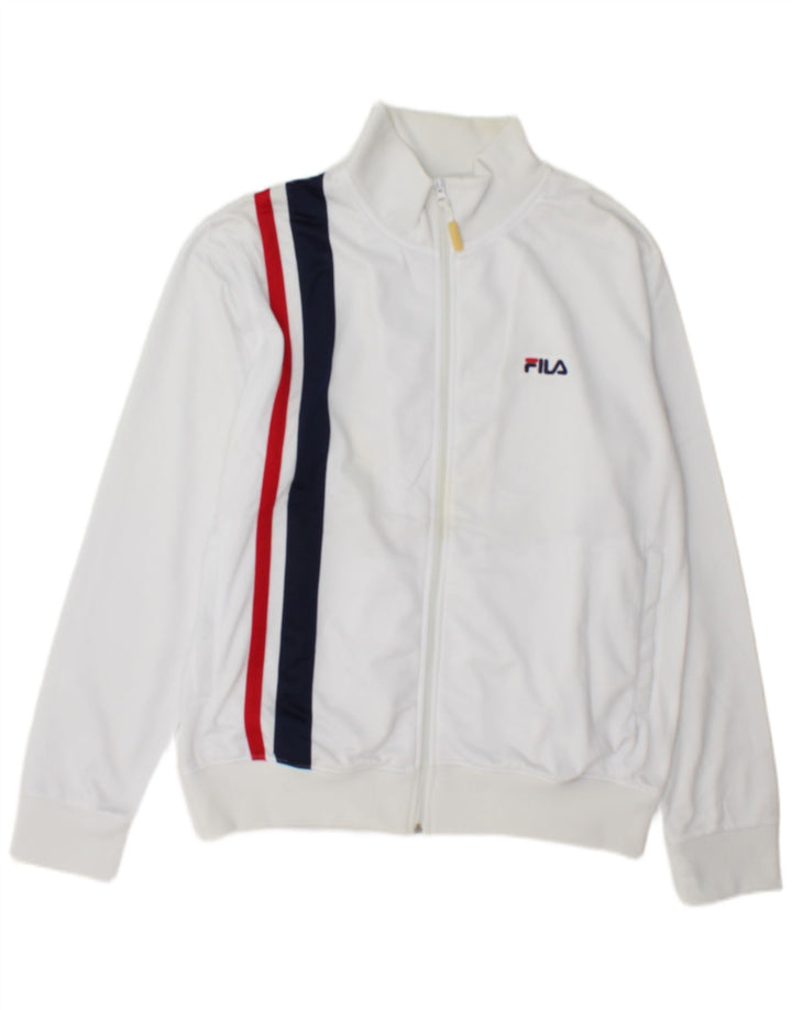 Fila Herren-Trainingsanzug-Oberjacke, mittelweißes Farbblock-Polyester
