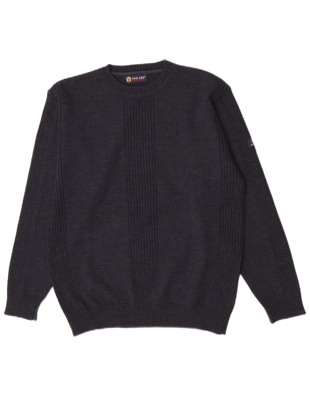 Sail Exp Herren-Pullover mit Rundhalsausschnitt, IT 50, mittelmarineblaue Wolle