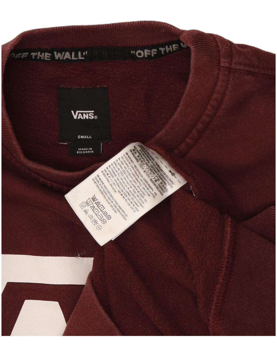 Vans Herren-Sweatshirt mit Grafik, Größe S, Burgunderrot, Baumwolle