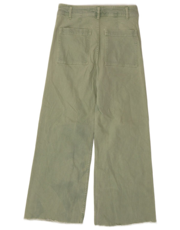 Zara Damen High Rise Wide Leg Jeans EU 40 Medium W30 L27 Grün