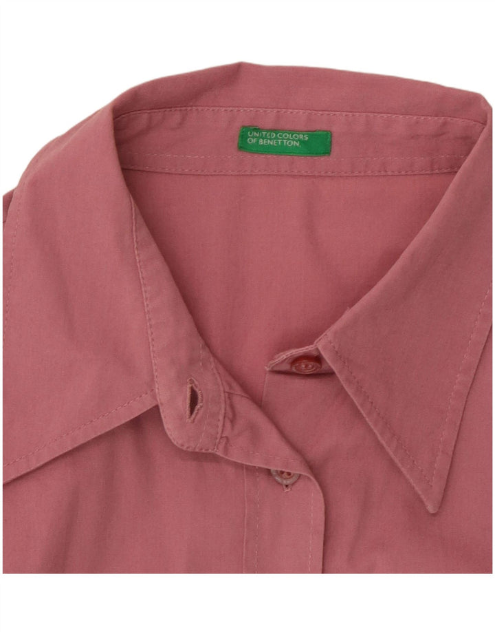 BENETTON Damen Crop Shirt UK 12 Mittelrosa