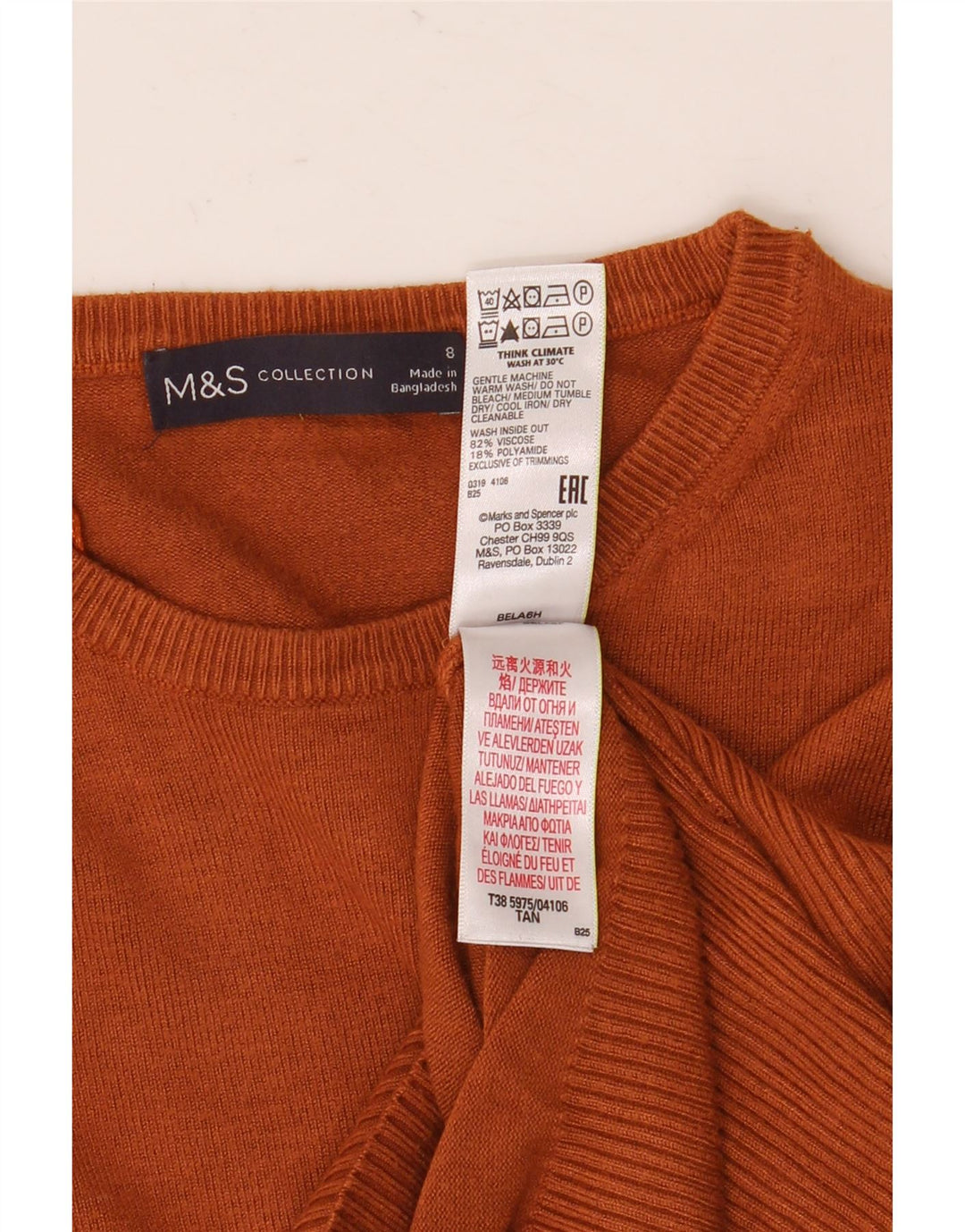 Marks & Spencer Damen Crop Crew Neck Pullover Pullover UK 8 Small Braun