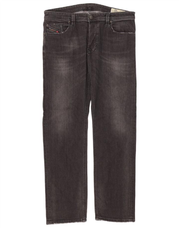 Diesel Herren Larkee Regular Straight Jeans W38 L32 Graue Baumwolle