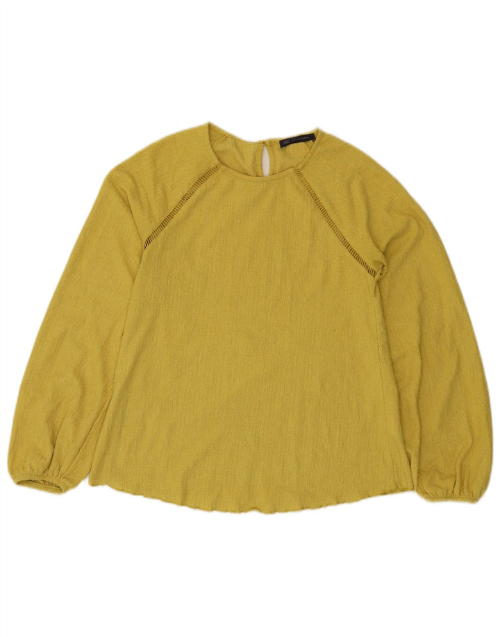 Marks & Spencer Damen Top Langarm UK 6 XS Gelb Polyester