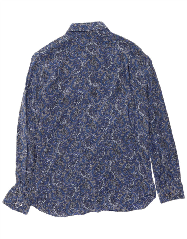 Vintage Herrenhemd Größe 41 16 Große blaue Paisley-Seide