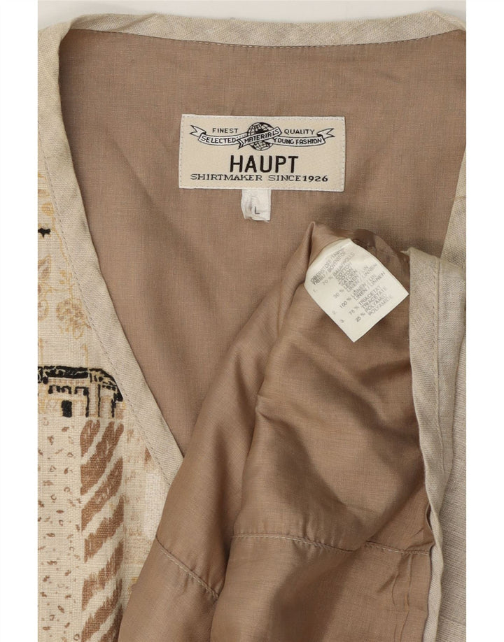 Haupt Herren-Weste mit Grafik, groß, Beige, Patchwork-Baumwolle