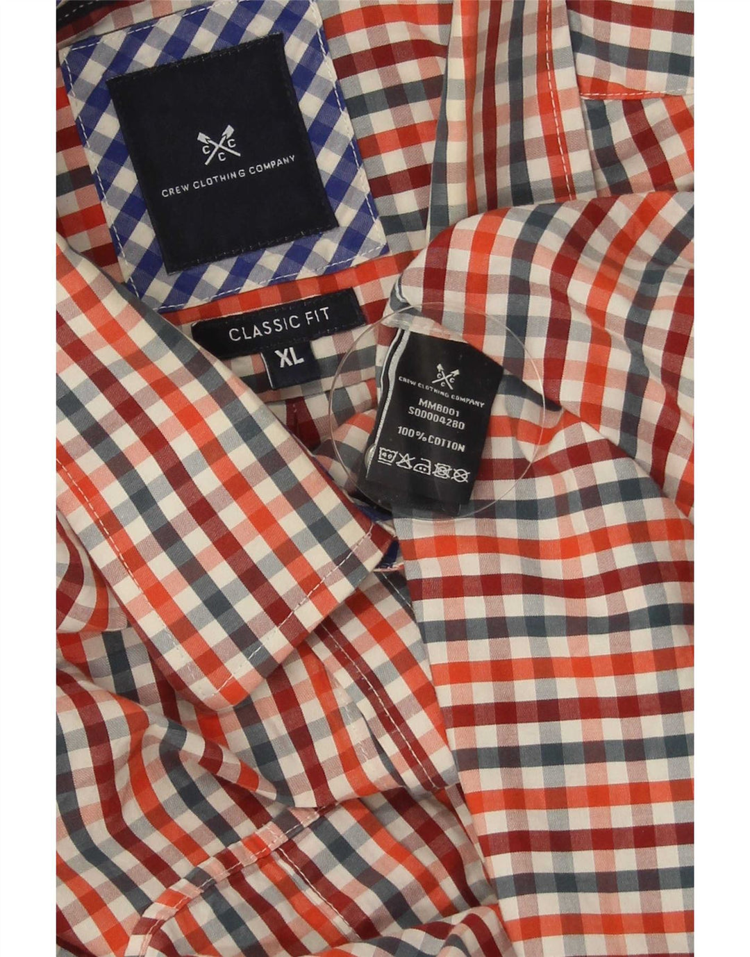 Crew Clothing Herren-Hemd mit klassischer Passform, XL, mehrfarbig, Gingham-Baumwolle