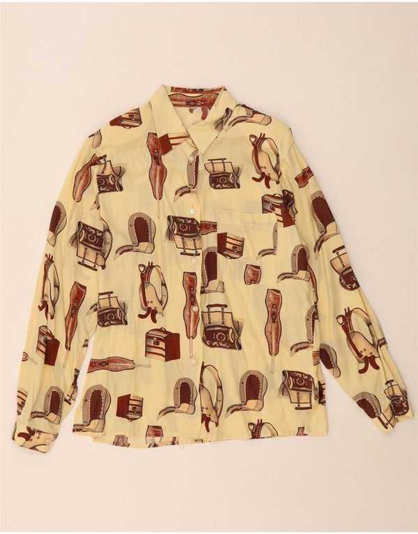 VINTAGE Damen übergroße Hemdbluse UK 14 Medium Off White