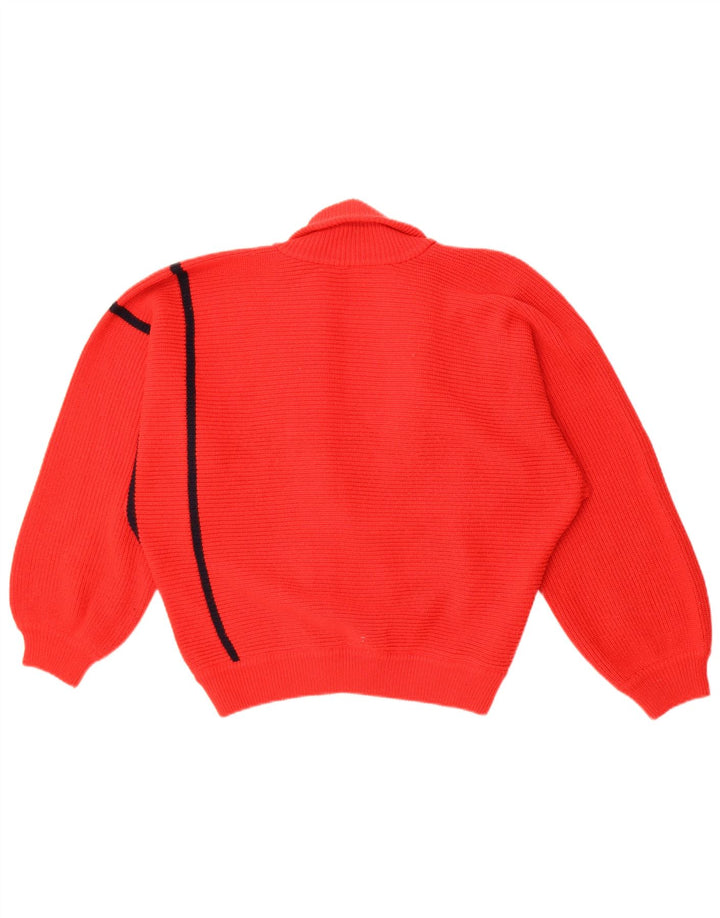 Vintage Damen Cardigan Pullover UK 16 Große rot gestreifte Schurwolle