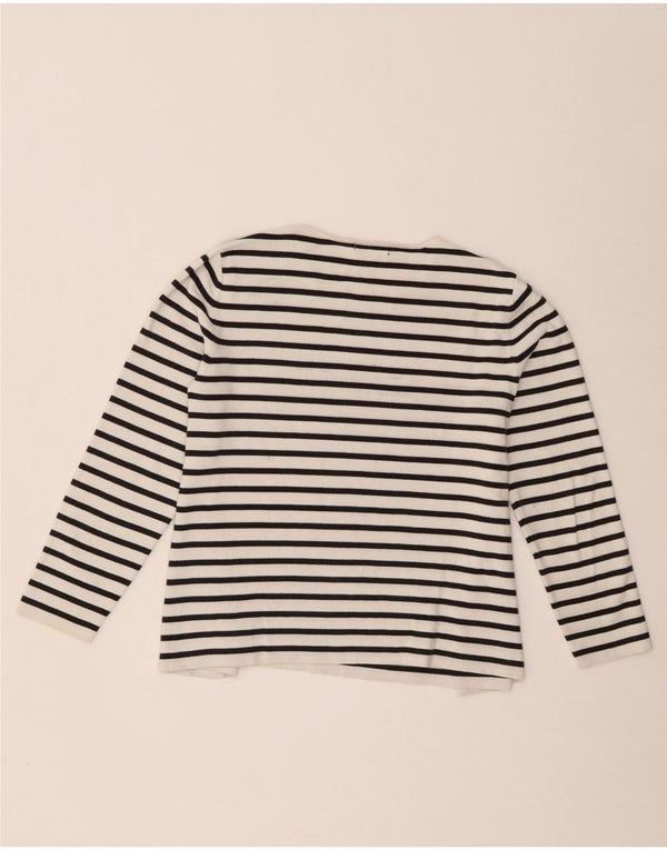 Cos Womens Crop Top Langarm UK 10 Small Weiß gestreifte Baumwolle