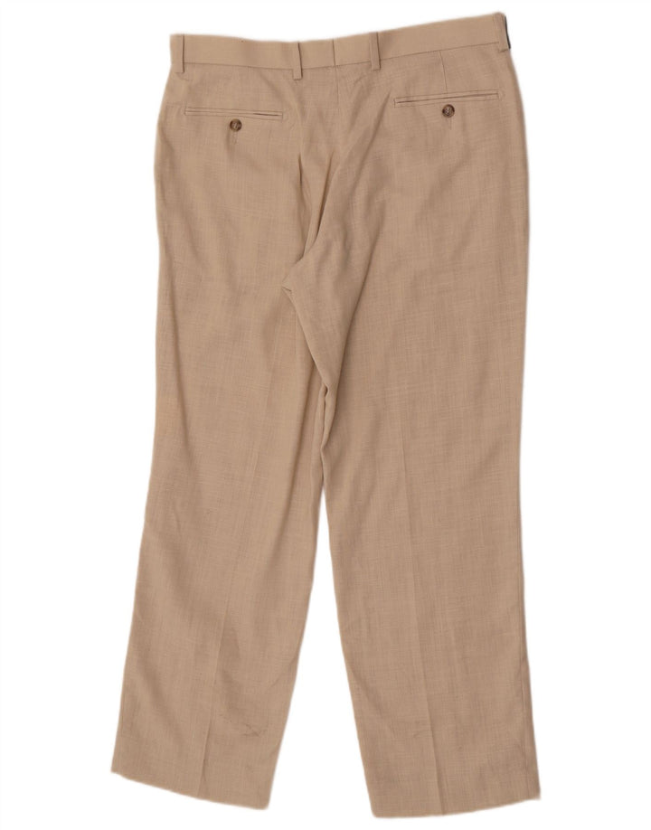 Gerade Herren-Anzughose von Marks & Spencer, W34, L29, Beige, Leinen