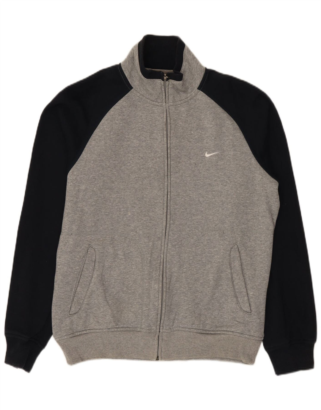 Nike Herren-Trainingsanzugoberteil, UK-Größe 38/40, mittelgraue Colourblock-Baumwolle