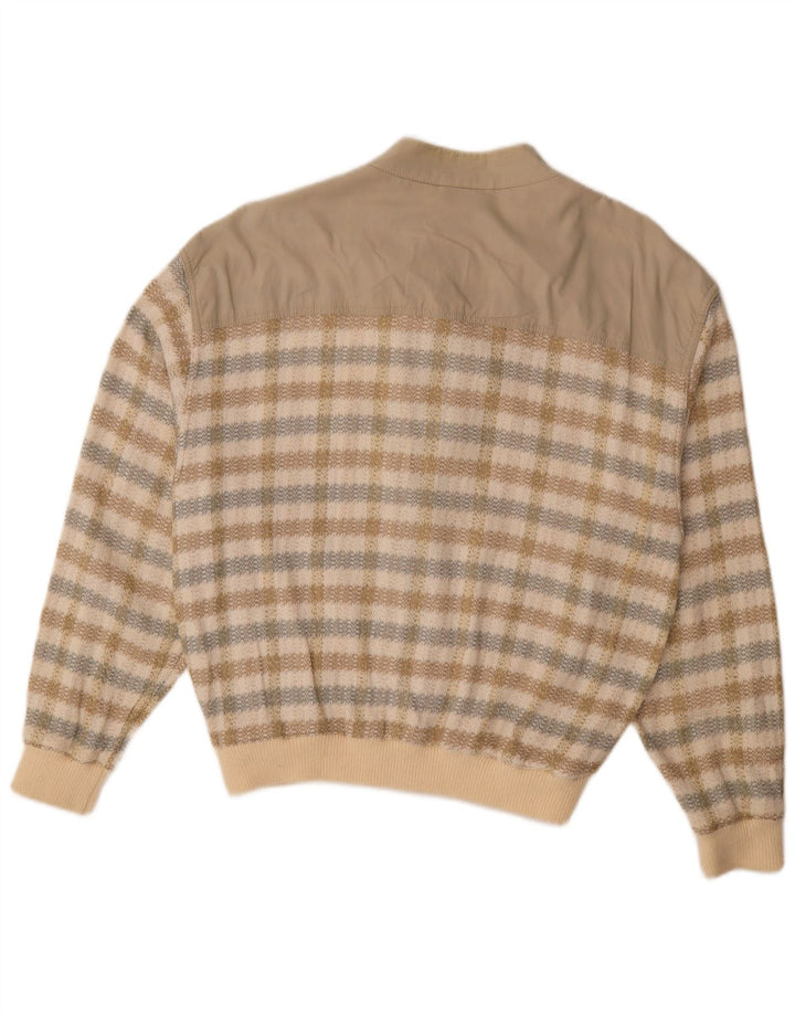 HEMMOND Herren Bomberjacke UK 38 Mittelbeige karierte Baumwolle