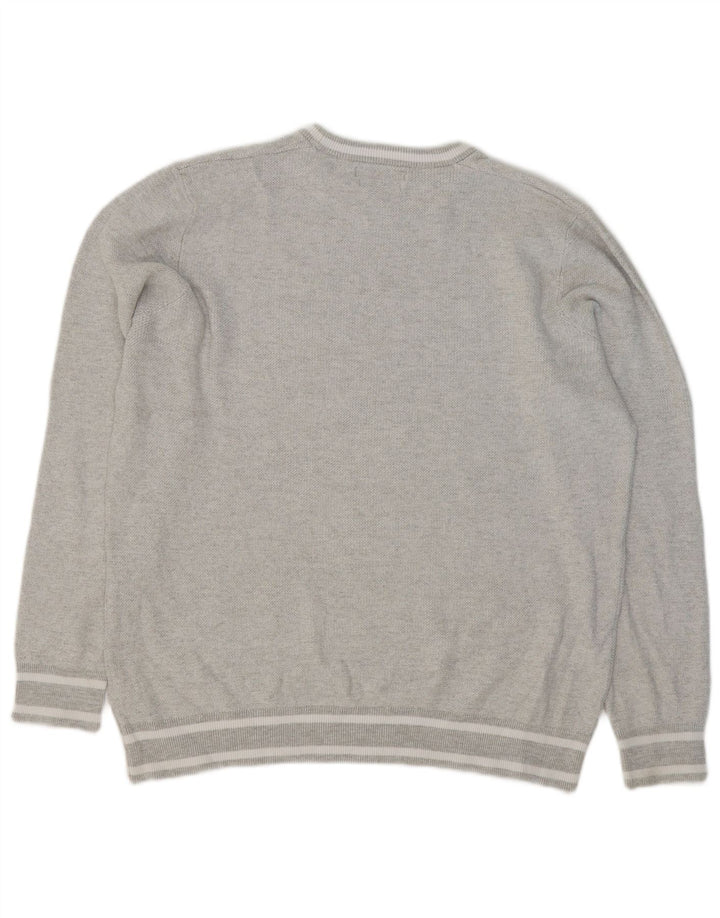 Marks & Spencer Herren-Pullover mit Rundhalsausschnitt, 2XL, graue Baumwolle