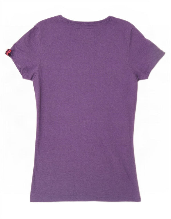 Superdry Damen Grafik-T-Shirt-Oberteil UK 6 XS Lila Polyester