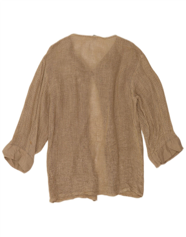 Vintage Damen Durchsichtiges 1-Knopf-2-teiliges Set UK 12 Mittelbeige