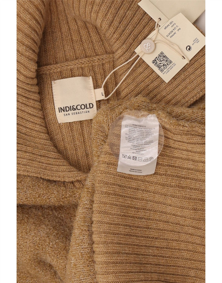 Indi & Cold Damen-Pullover, übergroß, Rollkragen, UK 16, Größe L, beige Wolle
